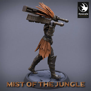 Amazon Heavy Soldier With Mace - Dual Mace - Mist of the Jungle - Rescale Miniatures - Wargaming D&D DnD