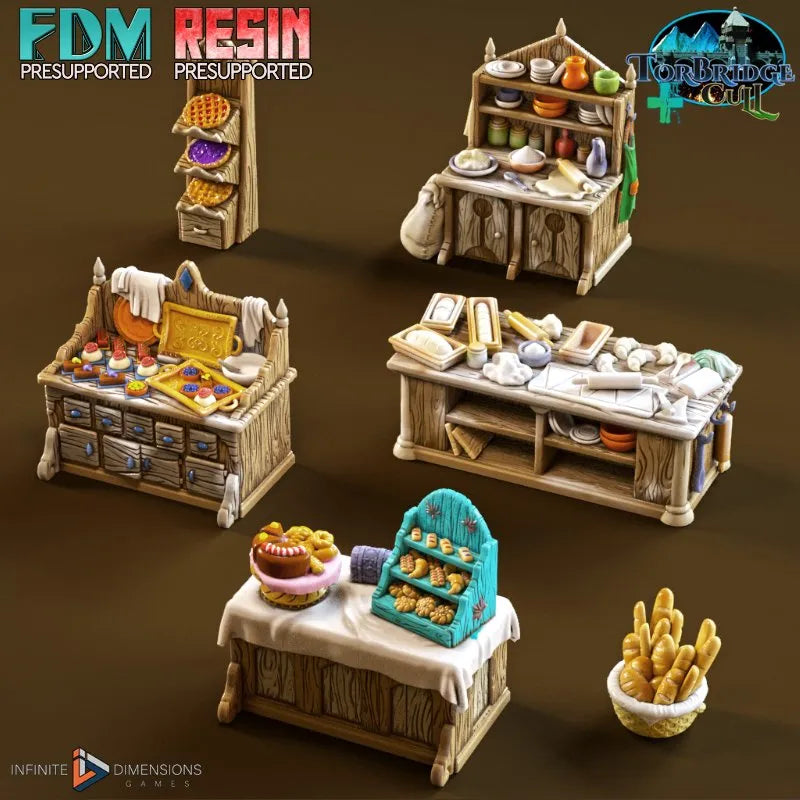 Bakery Furnishings - Torbridge Cull - Infinite Dimensions Terrain Wargaming D&D DnD 15mm 20mm 25mm 28mm 32mm 40mm 54mm