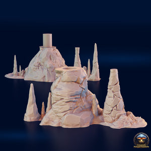 Huge Stalagmites to the Ceiling - Crossroads Fungal Tunnels - 3DHexes Wargaming Terrain D&D DnD