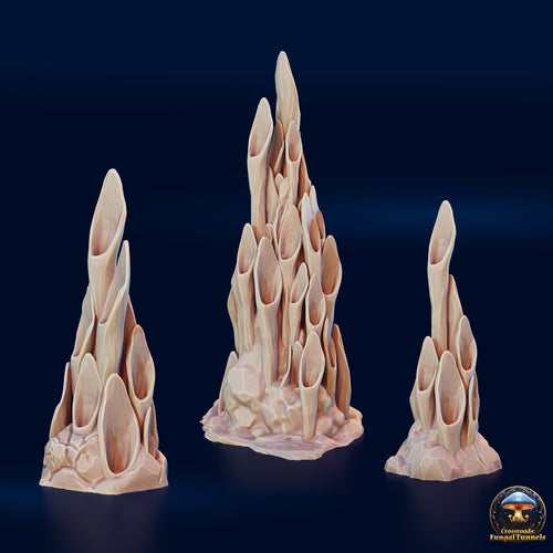 Pipe Mushrooms - Crossroads Fungal Tunnels - 3DHexes Wargaming Terrain D&D DnD