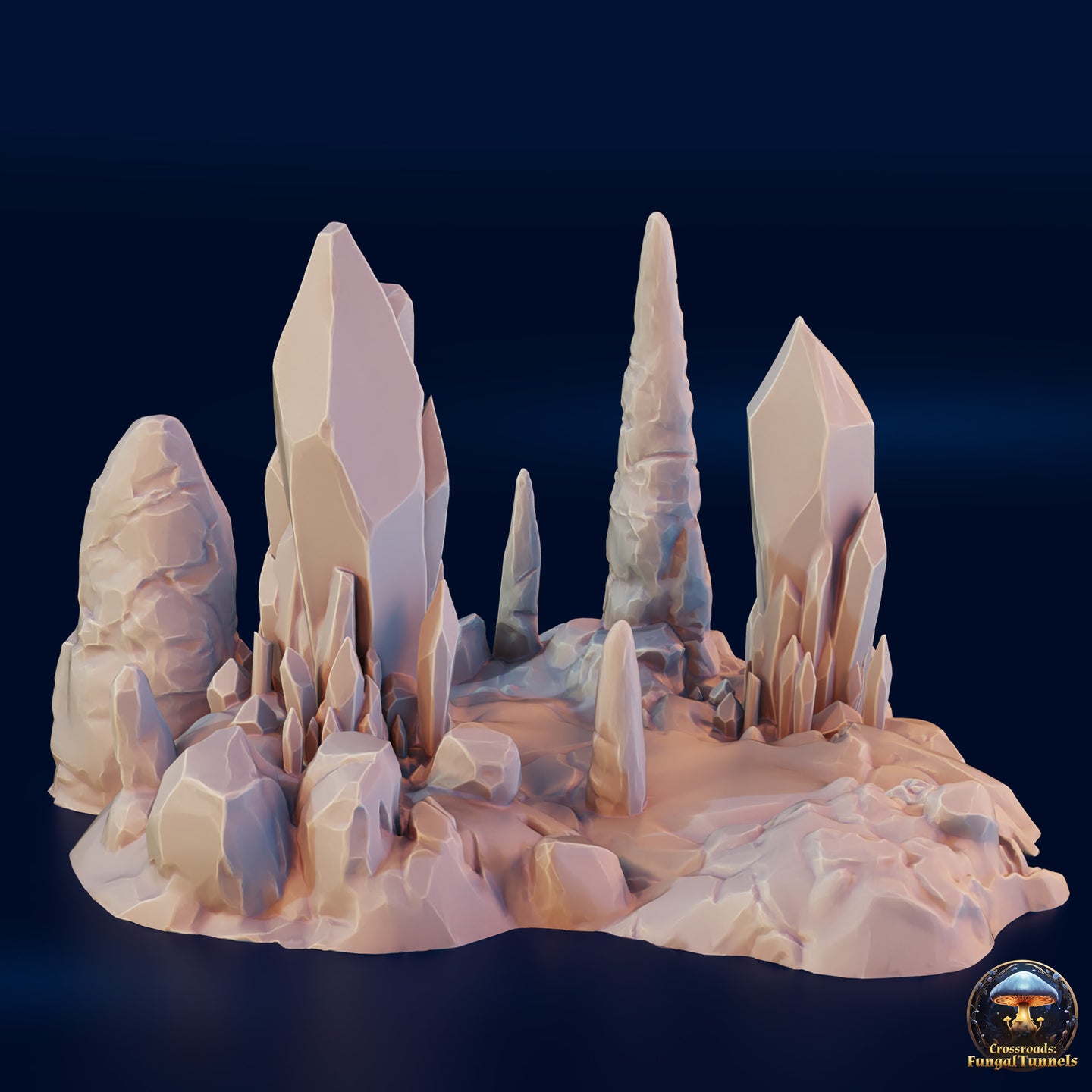 Stalagmites with Crystals - Crossroads Fungal Tunnels - 3DHexes Wargaming Terrain D&D DnD