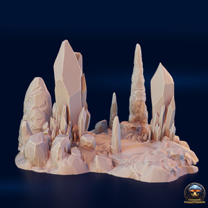 Stalagmites with Crystals - Crossroads Fungal Tunnels - 3DHexes Wargaming Terrain D&D DnD