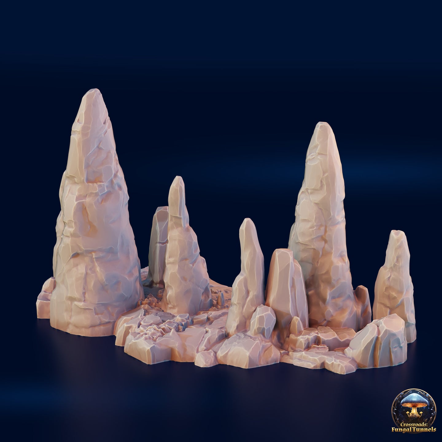 Stalagmites in a Row - Crossroads Fungal Tunnels - 3DHexes Wargaming Terrain D&D DnD