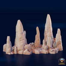 Load image into Gallery viewer, Stalagmites in a Row - Crossroads Fungal Tunnels - 3DHexes Wargaming Terrain D&amp;D DnD