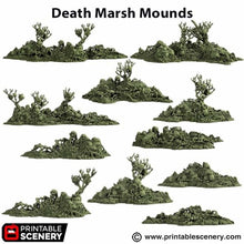 Load image into Gallery viewer, Death Marsh Mounds - The Gloaming Swamps - Printable Scenery Terrain Wargaming D&amp;D DnD 28mm 32mm 40mm