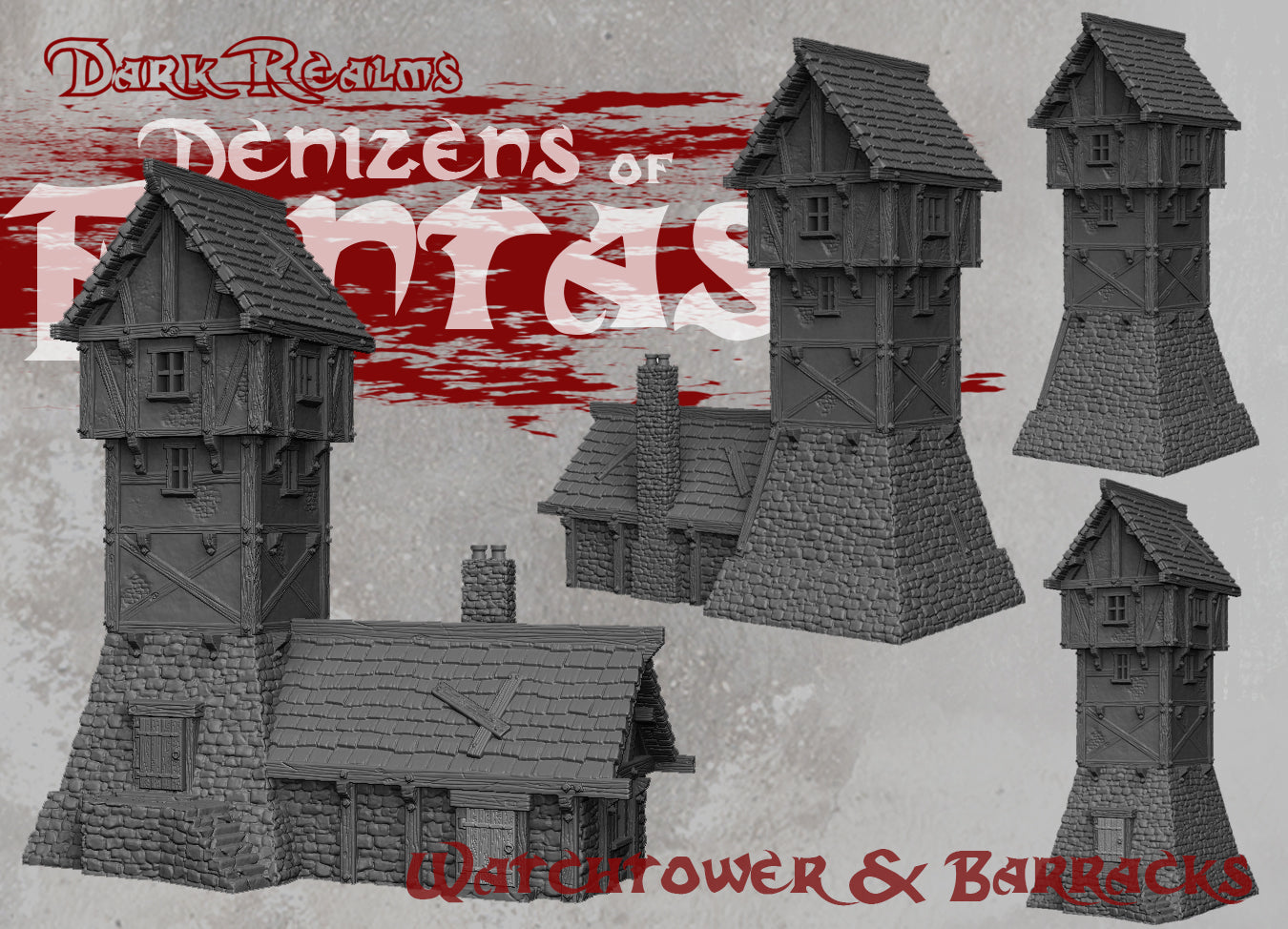 Watchtower and Barracks - Denizens Of Fantasy - Dark Realms Terrain Wargaming D&D DnD