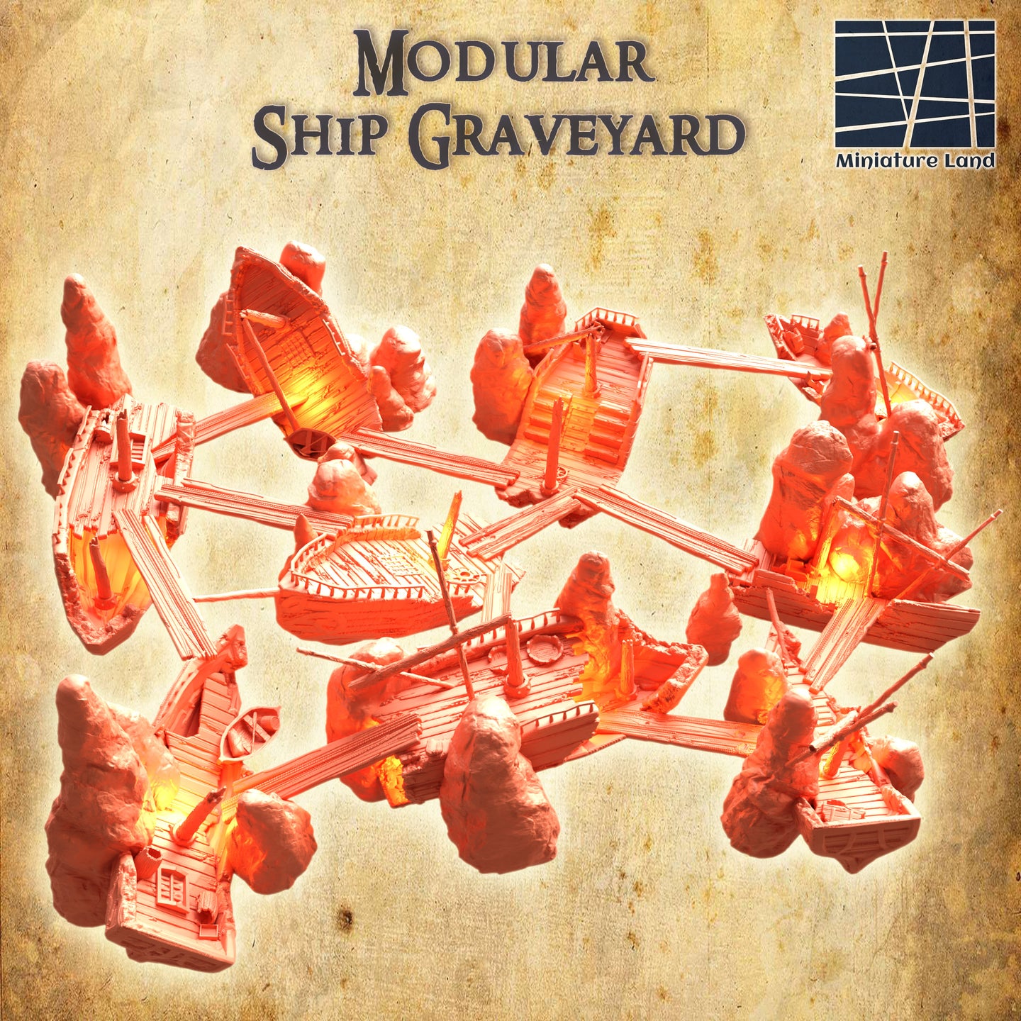 Modular Ship Graveyard - Miniatureland Terrain Wargaming D&D DnD