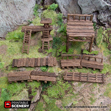 Load image into Gallery viewer, Rickety Platforms  - Hagglethorn Hollow - Printable Scenery Terrain Wargaming D&amp;D DnD