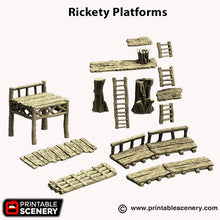 Load image into Gallery viewer, Rickety Platforms  - Hagglethorn Hollow - Printable Scenery Terrain Wargaming D&amp;D DnD