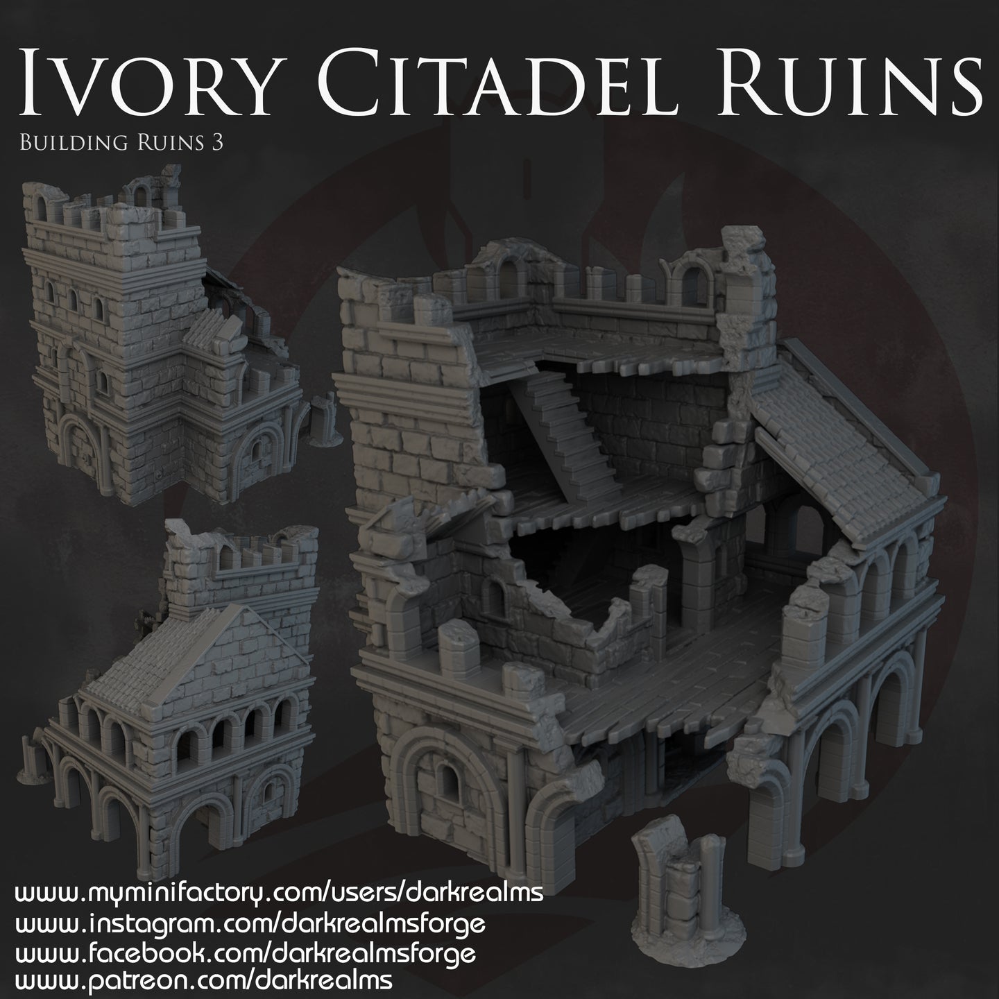 Building Ruins 3 - Ivory Citadel - Dark Realms Terrain Wargaming D&D DnD