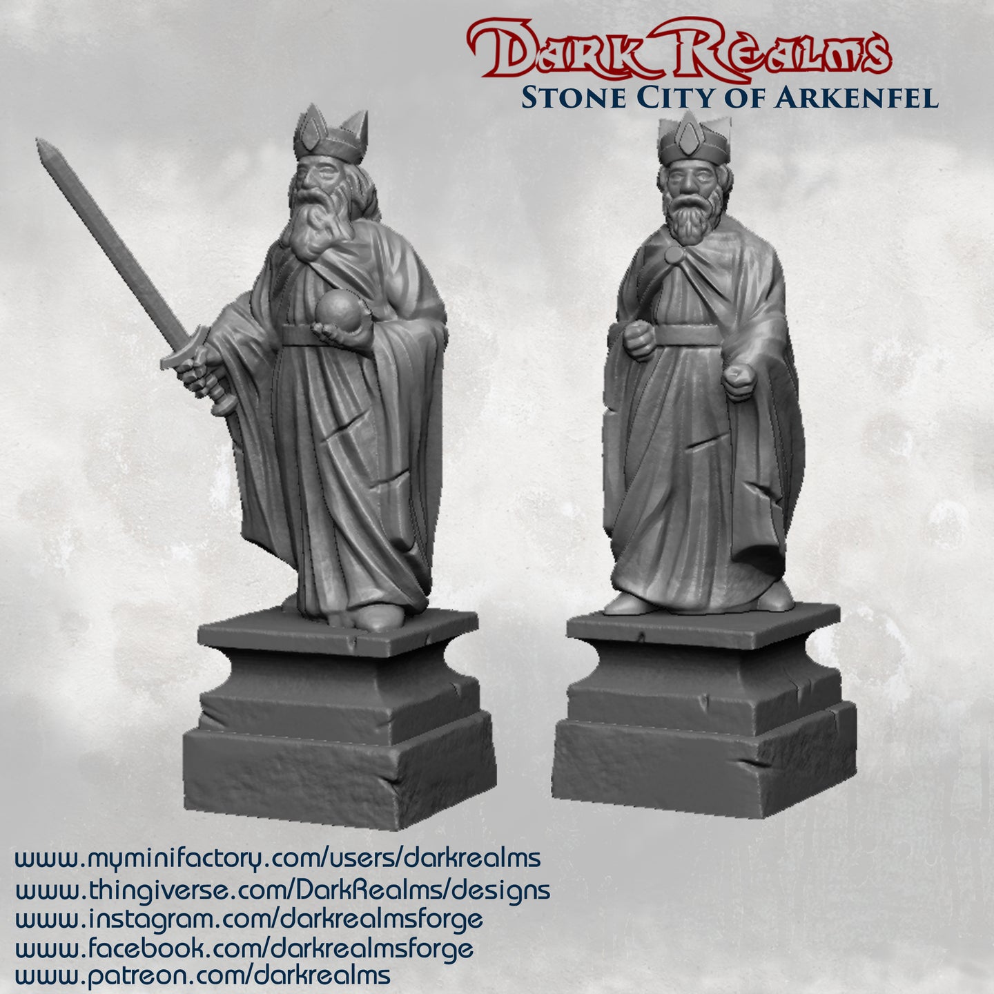 Stone City Statues - Arkenfel - Dark Realms Terrain Wargaming D&D DnD