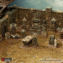 Load image into Gallery viewer, Tombstones - Cities of Ramshackle and Ruin - Printable Scenery Terrain Wargaming D&amp;D DnD 28mm 32mm 40mm 54mm