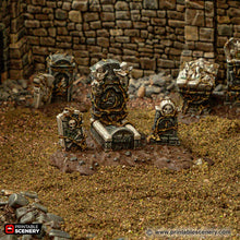 Load image into Gallery viewer, Tombstones - Cities of Ramshackle and Ruin - Printable Scenery Terrain Wargaming D&amp;D DnD 28mm 32mm 40mm 54mm