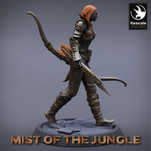 Load image into Gallery viewer, Amazon Light Soldier With Bow - Walk - Mist of the Jungle - Rescale Miniatures - Wargaming D&amp;D DnD