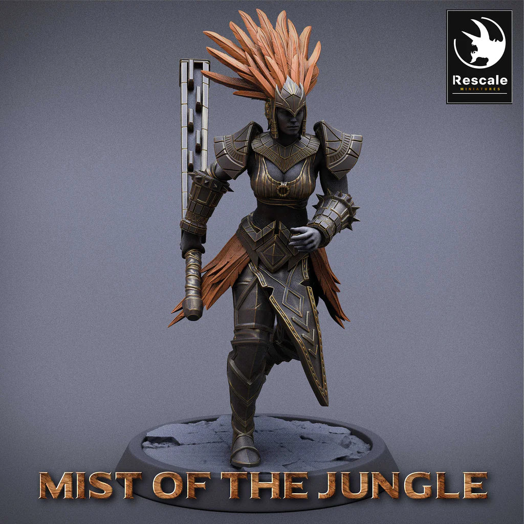 Amazon Heavy Soldier With Mace - Run - Mist of the Jungle - Rescale Miniatures - Wargaming D&D DnD