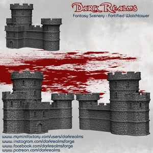 Fortified Watchtower and Wall - Fantasy Scenery - Dark Realms Terrain Wargaming D&D DnD