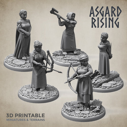 Villager Female Militia Set - Asgard Rising Miniatures - Wargaming D&D DnD