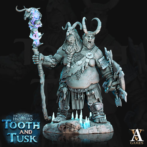 Jugar Twicefrozen, Mountain Ettin - Frostburn Horrors - Tooth and Tusk - Archvillain Games - Wargaming D&D DnD