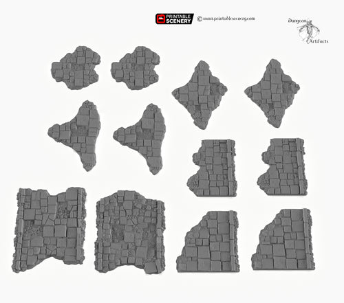 Flagstone Scatter - Roads of Ruin - 15mm 20mm 28mm 32mm Printable Scenery Shadowfey Wargaming Terrain D&D DnD