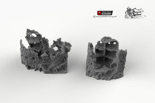 Sunken Ruins - Hagglethorn Hollow Printable Scenery Ancient Ruins 15mm 20mm 28mm 32mm 37mm Terrain D&D DnD