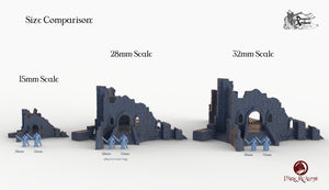 Dracul Ruined Monastery - 15mm 28mm 32mm Dracula Dark Realms Wargaming Terrain Scatter D&D DnD Abbey Cloister Ruins