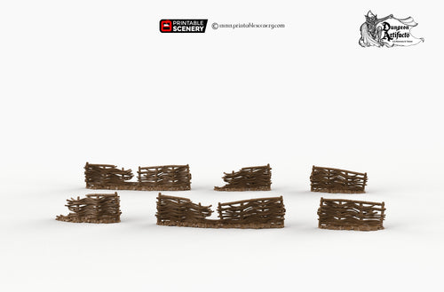 Ruined Garden Fences - Hagglethorn Hollow Printable Scenery 15mm 20mm 28mm 32mm 37mm Terrain D&D