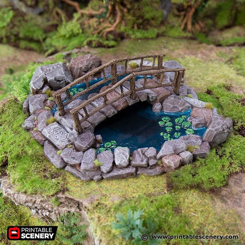 The Lovers Pool - Hagglethorn Hollow Printable Scenery Terrain D&D DnD Lovers' Lover's Pond Bridge Garden