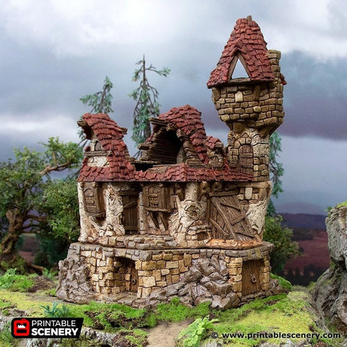 Ruined Guildhall - Hagglethorn Hollow Printable Scenery 15mm 20mm 28mm 32mm 37mm Terrain D&D DnD Mansion