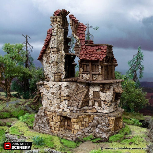 Ruined Hunters Lodge - Hagglethorn Hollow Printable Scenery 15mm 20mm 28mm 32mm 37mm Wargaming Terrain D&D DnD Hunter's Lodge