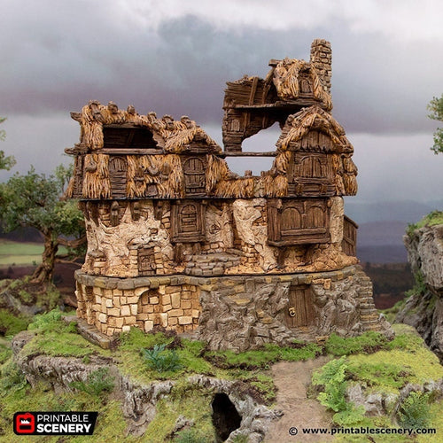 Ruined Longhouse - Hagglethorn Hollow Printable Scenery 15mm 20mm 28mm 32mm 37mm Terrain D&D DnD Long House